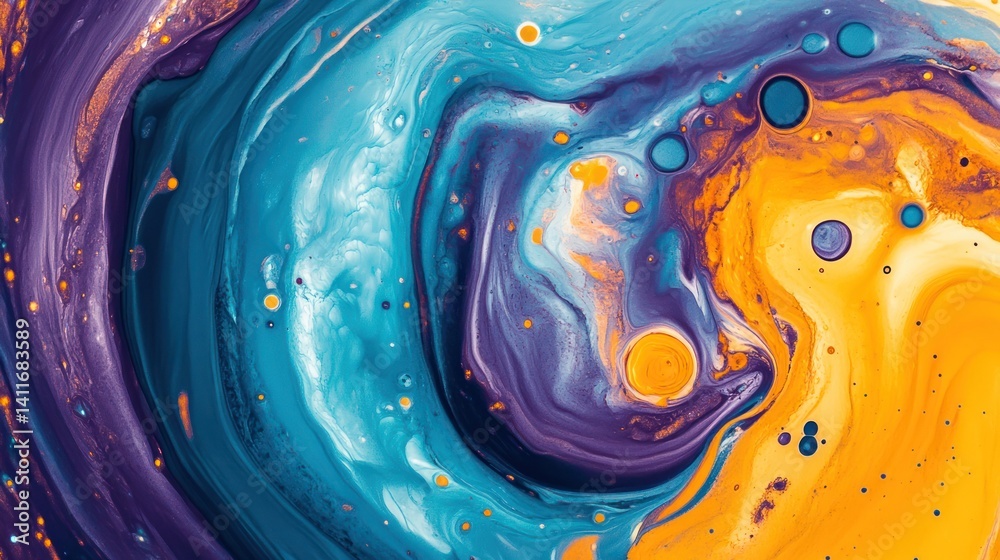Circular abstract pattern with radiating rings of orange, turquoise, and violet—fluidly blended, vibrant, and visually captivating.
Circular abstract pattern with radiating rings of orange, turquoise, and violet—fluidly blended, vibrant, and visually captivating.