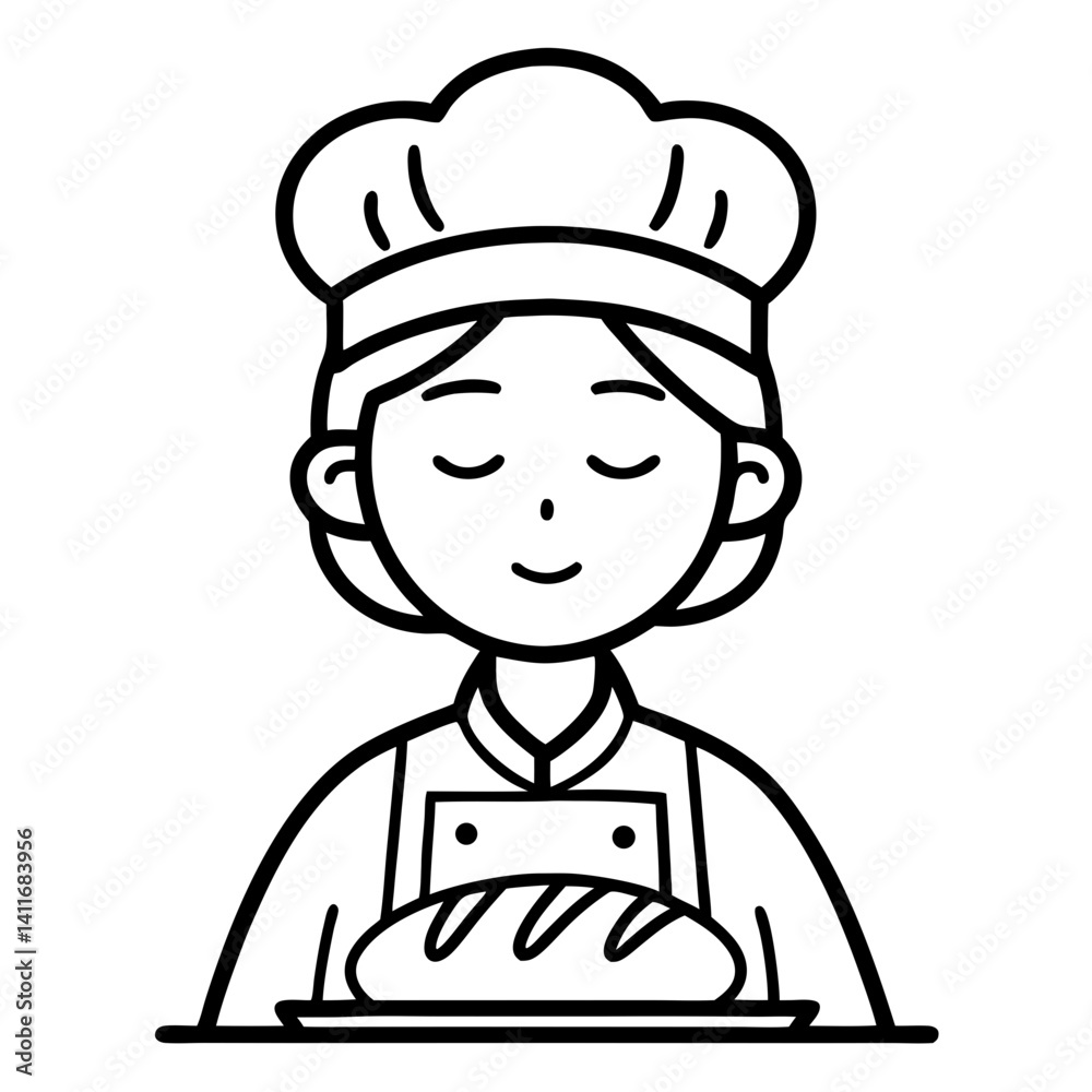 Happy Baker with Freshly Baked Bread Smiling Expressing Joy in the Kitchen Happy Baker with Freshly Baked Bread Smiling Expressing Joy in the Kitchen