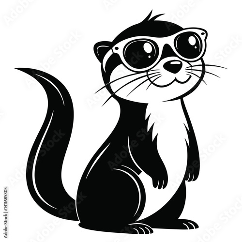 Cool Cartoon Otter Wearing Sunglasses Fun Character for Creative Designs and Illustrations