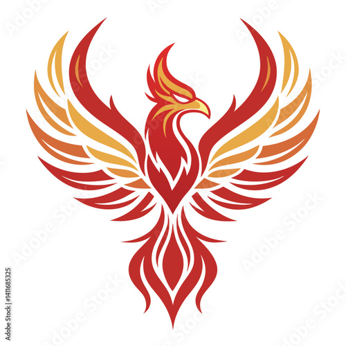 Bold Phoenix Design Featuring Fiery Colors Ideal for Tattoos and Graphic Projects