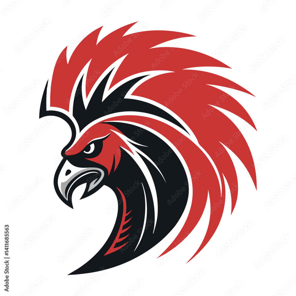 Obraz premium Bold and Fierce Red Black Eagle Head Design for Tattoos or Sports Team Logos