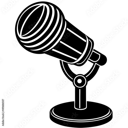 Vector silhouette of a studio microphone on a stand