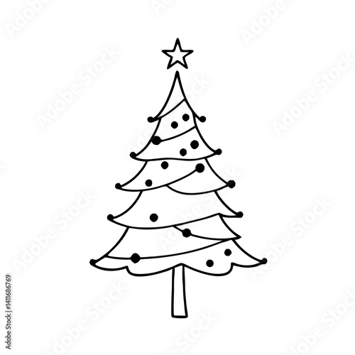 Elegant Outline Christmas Tree for Holiday Crafts and Coloring Activities