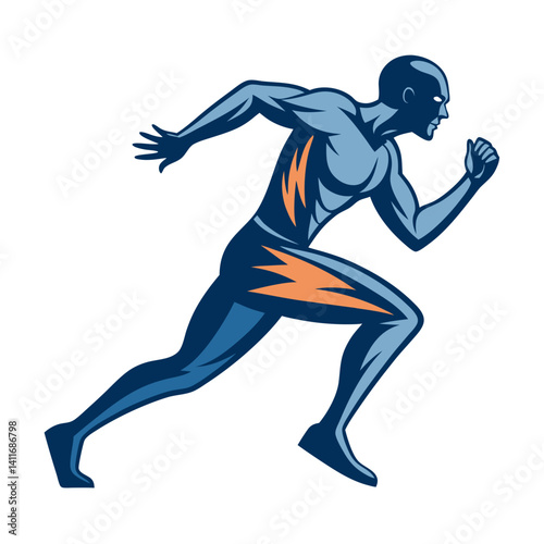 Dynamic Running Athlete Vector Illustration with Energy Stripes for Fitness Branding and Sports