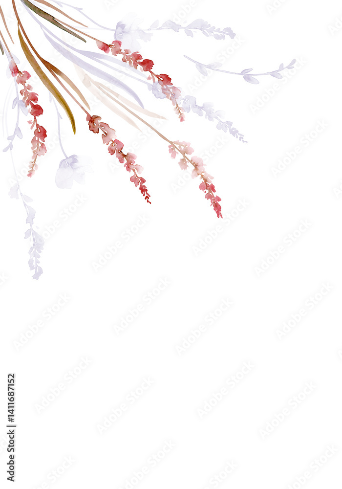 Elegant Watercolor Wildflower Greeting Card with Soft Botanical Design Elegant Watercolor Wildflower Greeting Card with Soft Botanical Design