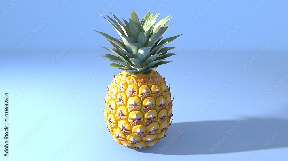 Fresh and Juicy Pineapple on Blue Background for Culinary Use Fresh and Juicy Pineapple on Blue Background for Culinary Use