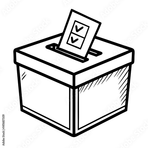 Ballot Box with Checkmarked Votes for Elections and Voting Themes