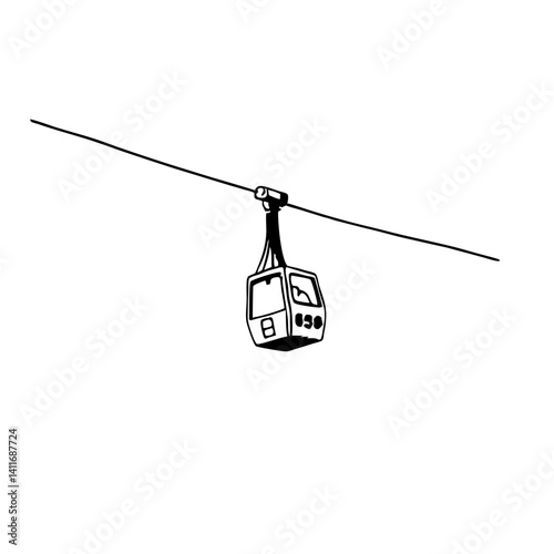 Stylized Cable Car Vector Illustration Perfect for Travel Themes and Outdoor Adventure Designs