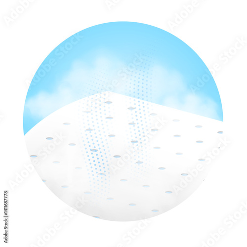 Porous material with arrows for presentation breathable materials, airflow, air exchange. Vector illustration isolated on white background. Ready for use in your infographic, presentation. EPS10.