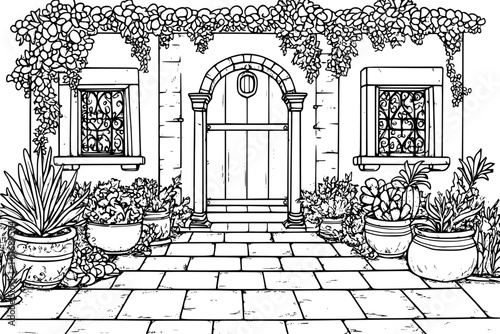 Interior design of Barn, coloring book Barn vector graphic