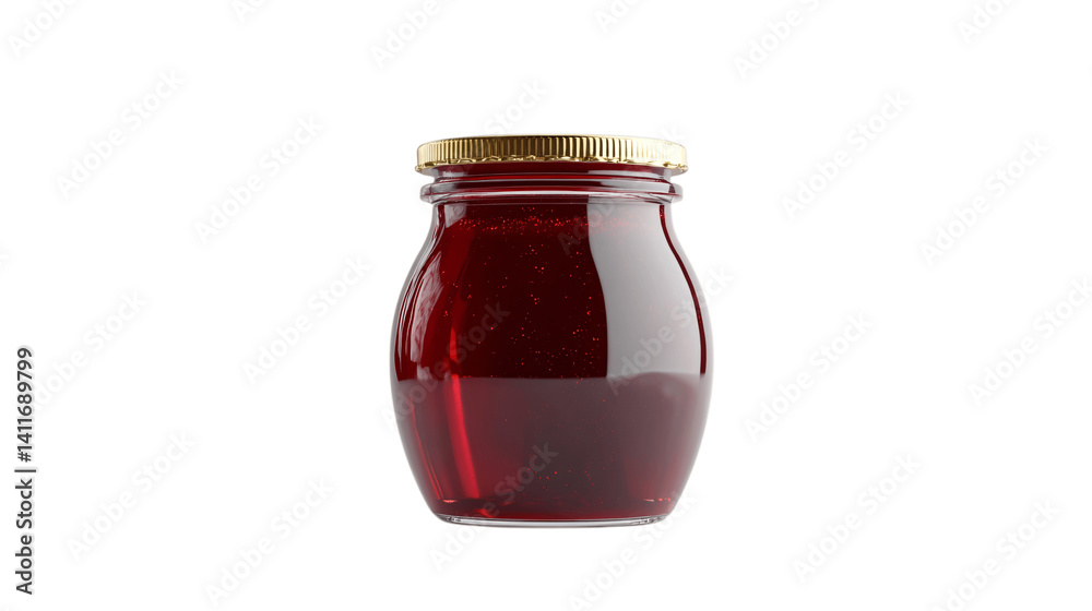 High-resolution image of a single jam jar, centered on white background with no other objects --ar 16:9 High-resolution image of a single jam jar, centered on white background with no other objects --ar 16:9