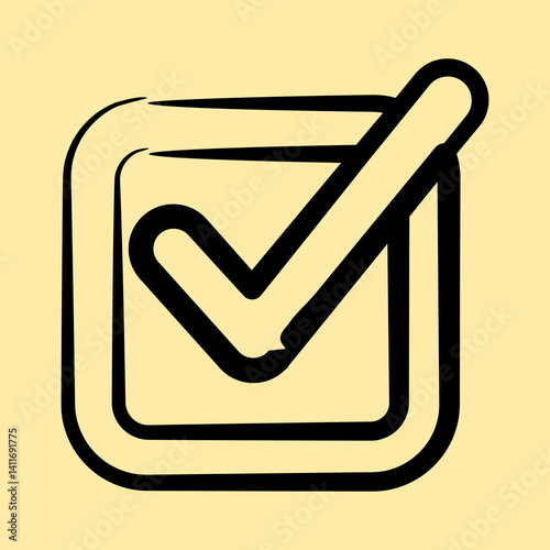 Icon check mark. Indonesian general election elements. Icons in hand drawn style. Good for prints, posters, infographics, etc.