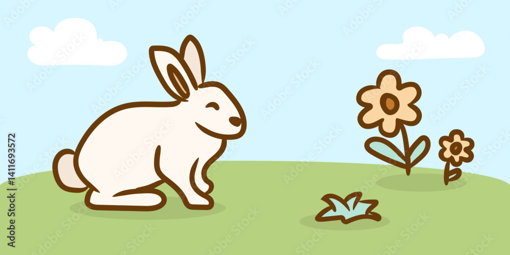 Fototapeta premium Spring Festival Easter Egg Hunt Illustration