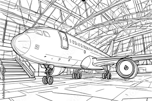 Interior design of Airport, coloring book Airport vector image