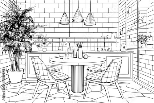 Interior design of Art gallery, coloring book Art gallery vector image