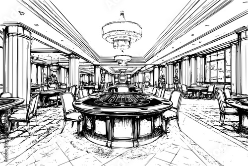 Casino coloring book interior, Casino vector image