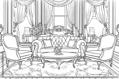 Interior design of Embassy, coloring book Embassy vector image