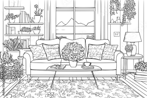 Mill coloring book interior, Mill vector image
