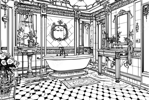 Interior design of Sanatorium, coloring book Sanatorium vector image
