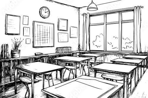 Interior design of School, coloring book School vector image