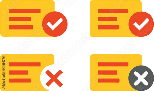 Design elements of approval and disapproval markers in a user interface layout