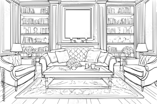 Interior design of Townhouse, coloring book Townhouse vector image