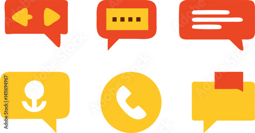 Icons representing communication methods and messages in vibrant colors