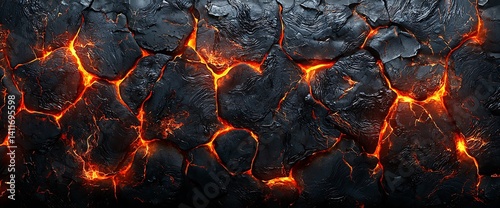 Glowing Lava Rock Texture Volcanic Inferno.