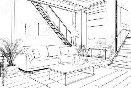 Group home coloring book interior, Group home illustration art
