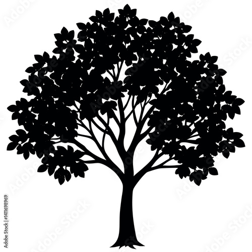 A crepe myrtle tree silhouette vector illustration. 