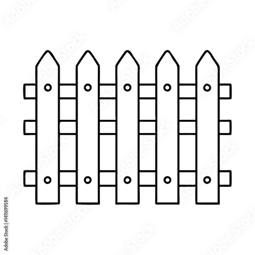 garden fence icon, garden fence line art - simple line art of garden fence, perfect for garden fence logos and icons
