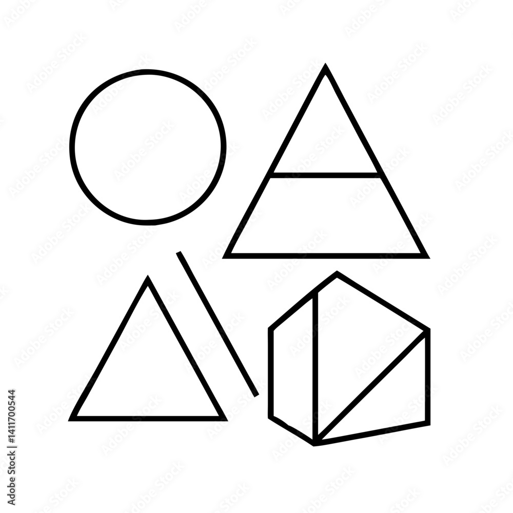 geometric shapes icon, geometric shapes line art - simple line art of geometric shapes, perfect for geometric shapes logos and icons geometric shapes icon, geometric shapes line art - simple line art of geometric shapes, perfect for geometric shapes logos and icons
