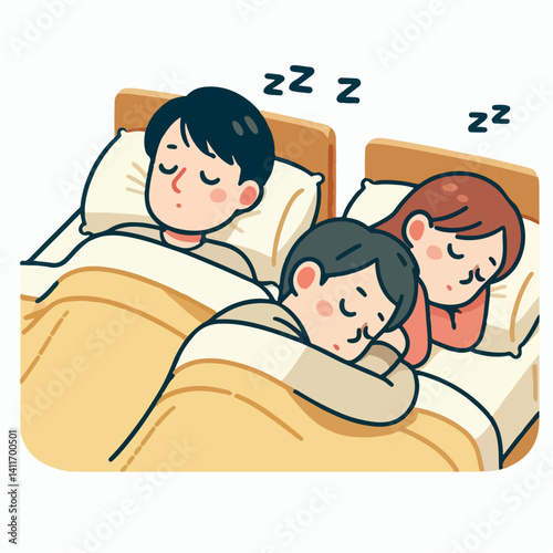 vector illustration of a brother sleeping together