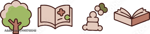 Nature and learning symbols blend in a creative and educational design