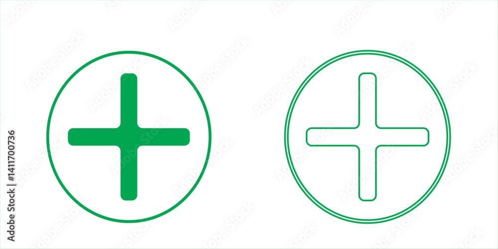 Obraz premium set of plus and minus symbols in circular and square shapes, positive and negative signs, vector black and white, red and green, blue and green, geometric symbols for math, web, and UI design elements