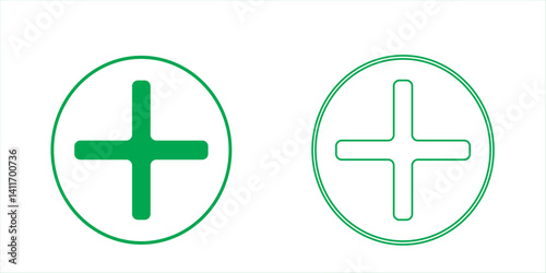 set of plus and minus symbols in circular and square shapes, positive and negative signs, vector black and white, red and green, blue and green, geometric symbols for math, web, and UI design elements