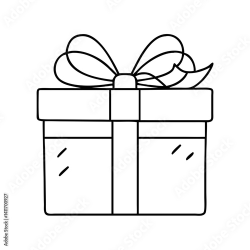 gift box icon, gift box line art - simple line art of gift box, perfect for gift box logos and icons