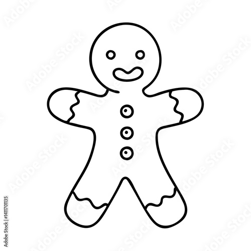 gingerbread man icon, gingerbread man line art - simple line art of gingerbread man, perfect for gingerbread man logos and icons