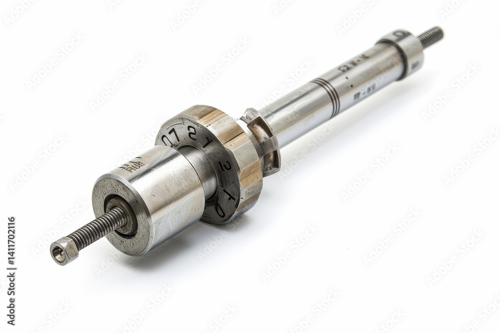 Precision engineering tool showcasing a finely crafted shaft dial mechanism for accurate measurements in metalworking isolated on transparent background Precision engineering tool showcasing a finely crafted shaft dial mechanism for accurate measurements in metalworking isolated on transparent background