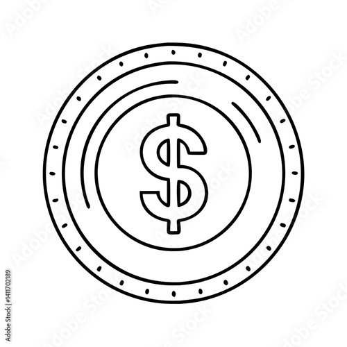 gold coin icon, gold coin line art - simple line art of gold coin, perfect for gold coin logos and icons