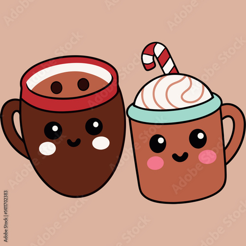 Christmas hot chocolate and cocoa cartoon mug  