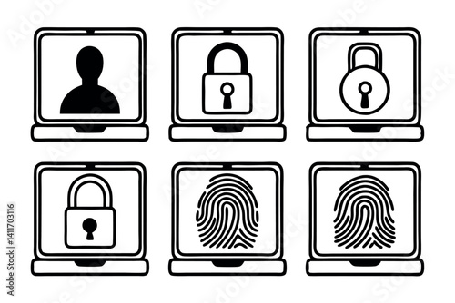 Different security icons depicting user verification methods used in technology