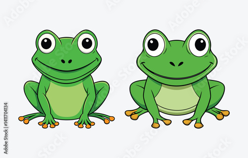 green frog on white background, frog vector illustration