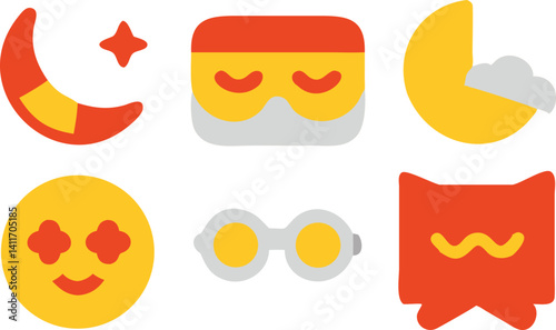 Colorful and playful icons featuring various expressions and accessories for creative design