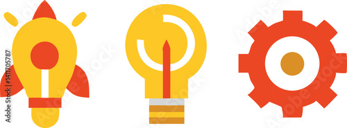 Creative symbols representing innovation and technology in a modern context