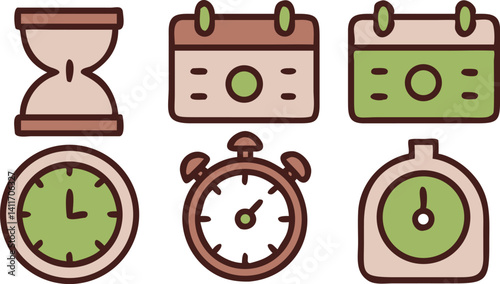 Clocks and timers displayed in various designs and styles for time management concepts