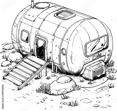 Earthship coloring book isometric view, Earthship vector image