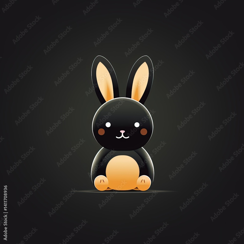 Obraz premium Minimalistic Rabbit Design in Flat Style with Dark Palette