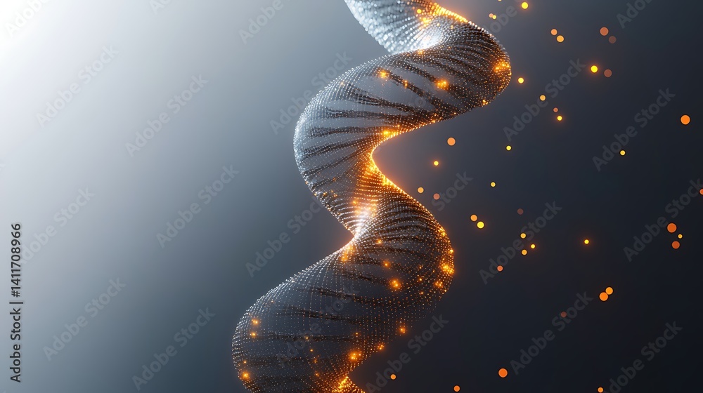 Obraz premium Biotechnology golden helix model futuristic glow high resolution image