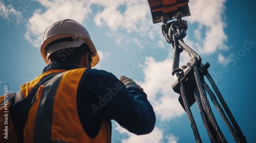 Crane rigger securing heavy loads. Featuring precision and teamwork